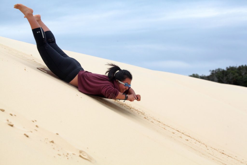 High speed down a sand dune, oh yeah! I didn't have time to try it myself, but it sure looked fun.
