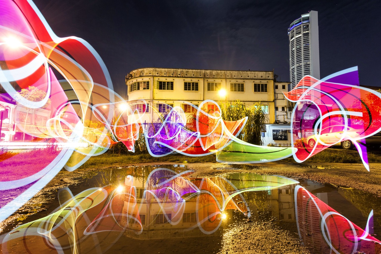 Lighting up Georgetown with creative light painting.